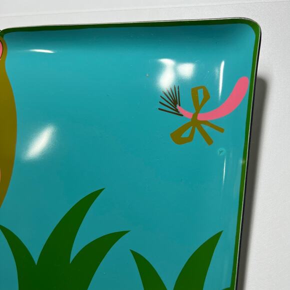 Mid Century Stotter Settings Blue Green Molded Plastic Hippo Serving Tray Op Art - Picture 4 of 13